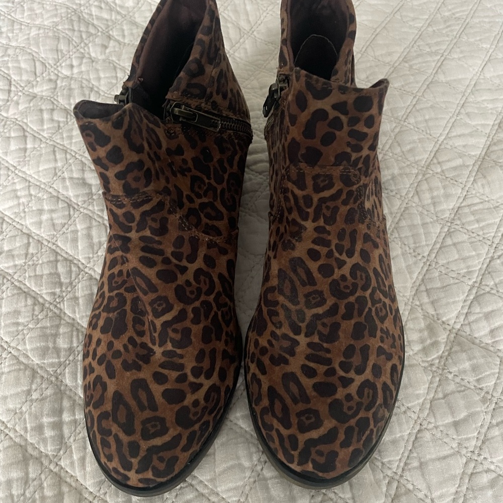 Sun + Stone Brown Leopard Ankle Booties